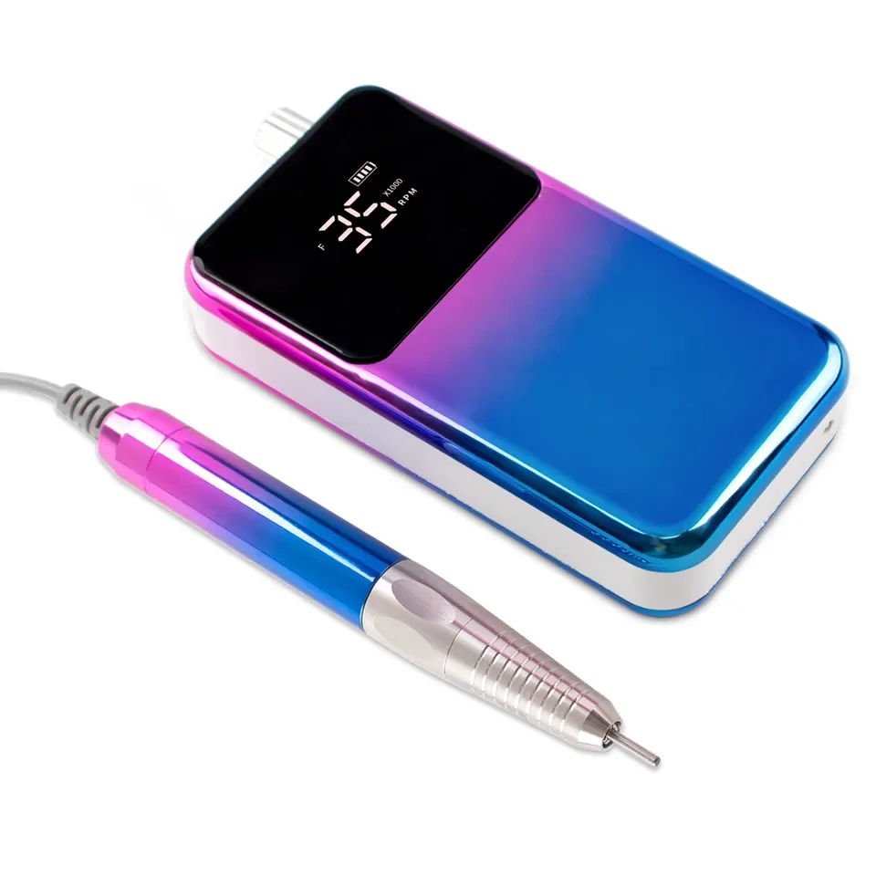 Elektryczna frezarka do paznokci, bezprzewodowa, akumulatorowa, cicha, z wyświetlaczem LCD, 35000 obr./min, do manicure, bezszczotkowa, do żelu i lakieru.