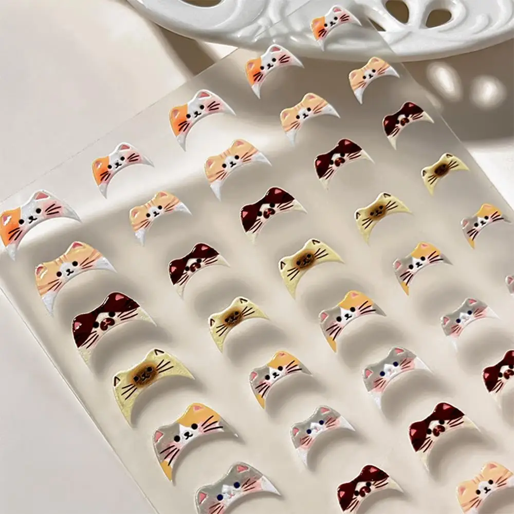 1Pcs 5D Kawaii Cat Ear French Nail Art Stickers Multicolor Kitten Expressions Self Adhesive Nails Decal Pet Cats Manicure Slider