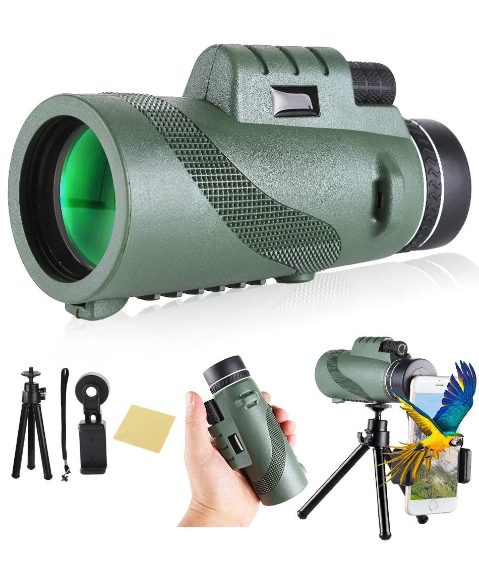 80×100Portable Zoom HD 5000M Telescope Folding Long Distance Mini Powerful Telescope for Hunting Sports Outdoor Camping Travel