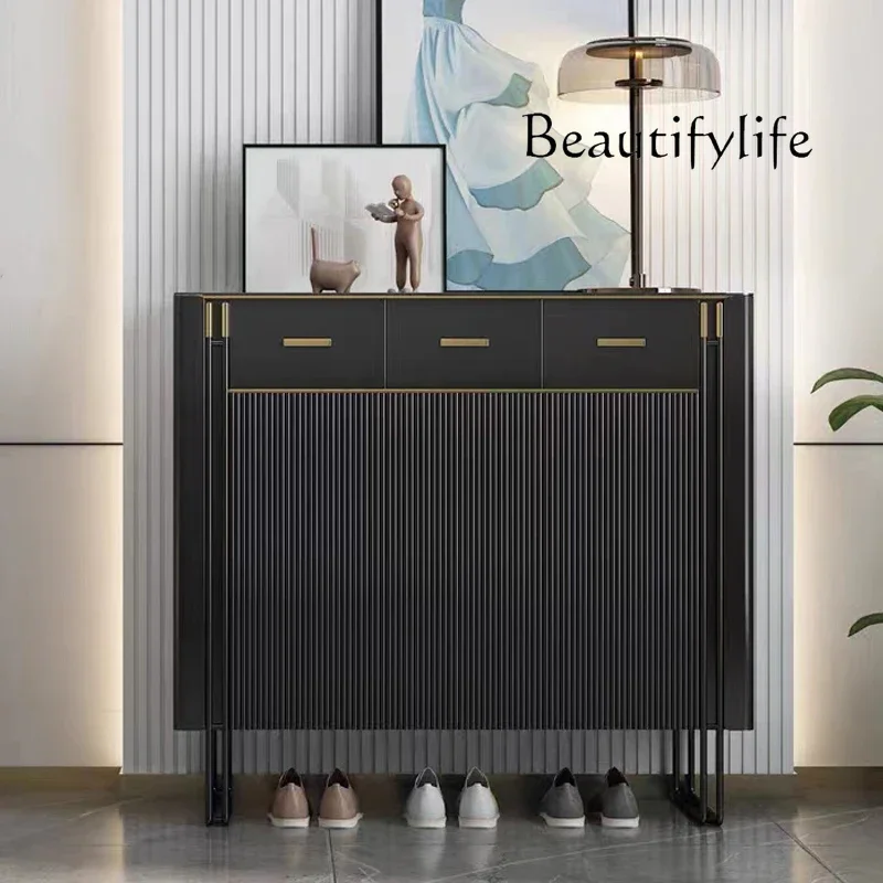 

A Italian-Style Light Luxury Shoe Cabinet Large Capacity Home Locker Post-Modern Wall Decoration Entrance Cabinet