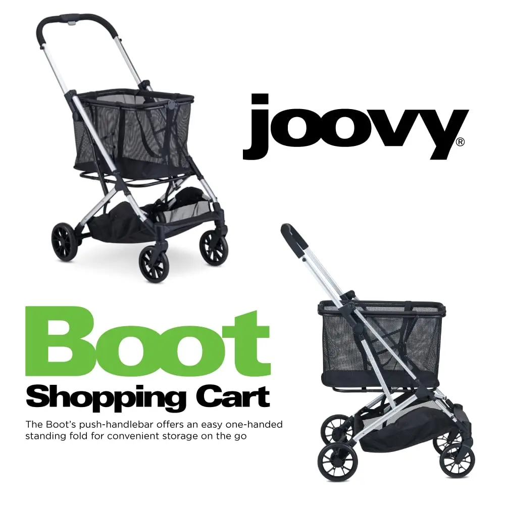 Boot Shopping Cart Featuring 70 lbs Total Weight Capacity, Stylish Removable Tote, Swivel Tires for Easy Steering, One-Han