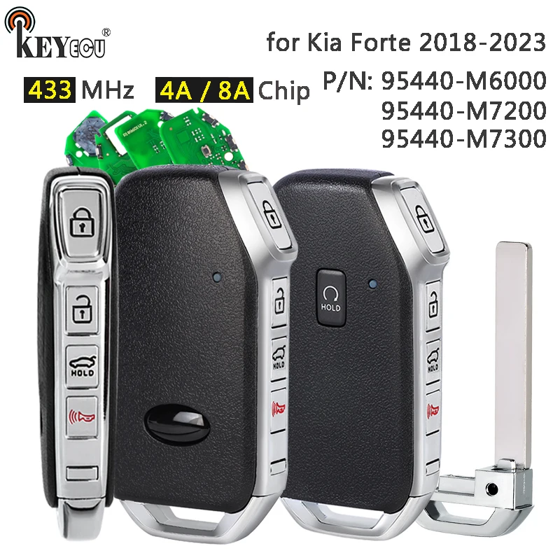 

KEYECU 433 МГц 4A 8A чип 95440-M6000 95440-M7200 95440-M7300 бесконтактный смарт-брелок без ключа для Kia Forte 2018-2023