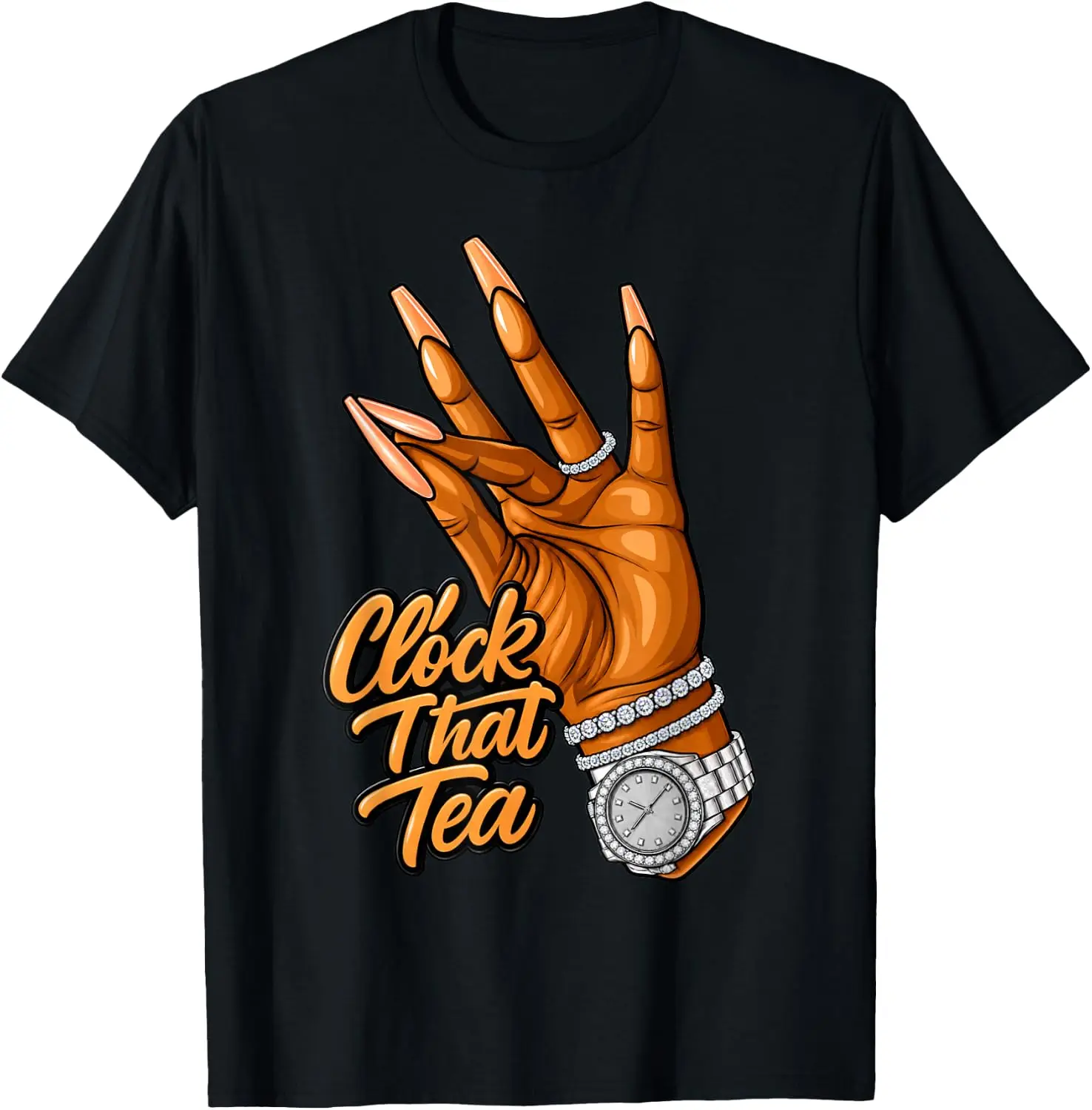 Clock That Tea Funny Gossip Sassy Attitude Quote T-Shirt Novelty Unisex Graphic T‑Shirt, Creative [Your Graphic Design] Print Tee, 100% Cotton Breathable Crew Neck Casual Short Sleeve Top, Gift Choice For Friends Family Daily Party