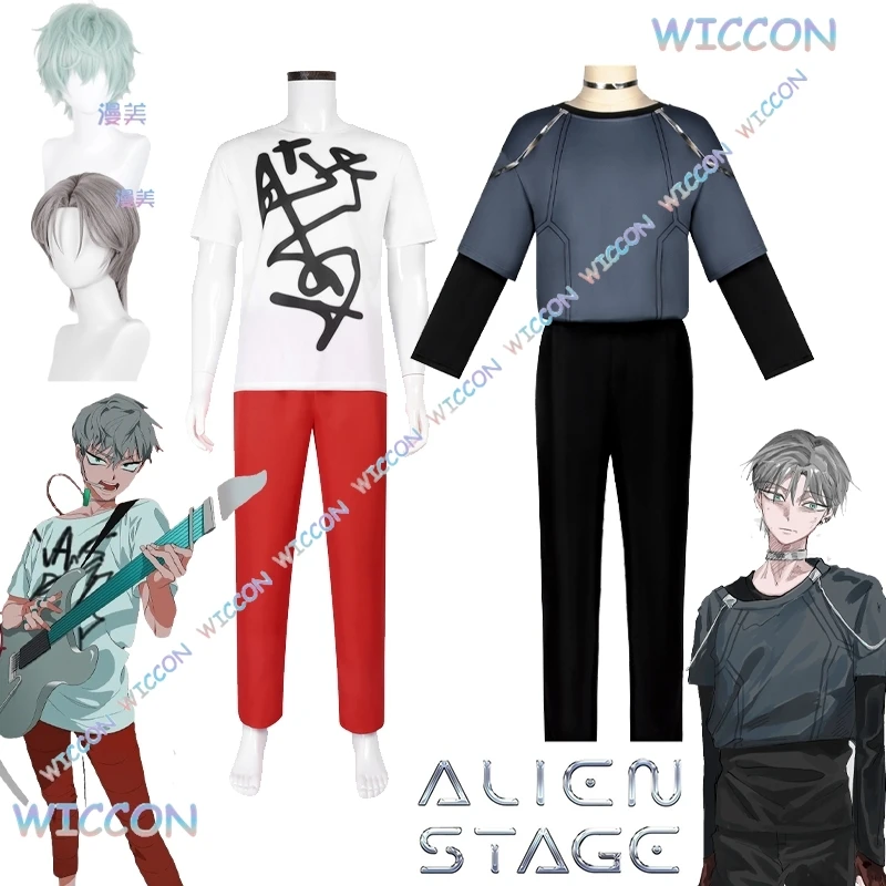 

[HEMERA]ALIEN STAGE Till Косплей R6 Экипировка Костюм Парик Одинаковый Стиль Опора Cure Серый Представление Хэллоуин Сценическая Вечеринка Одежда Белый