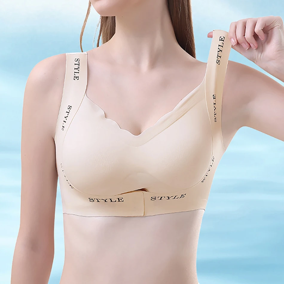 Anti-Gravity U-Shaped Backless Bra with Front Open Side Gather Maternity Bra Women Bandeau Elegant Push Up Wide Strap Bralette