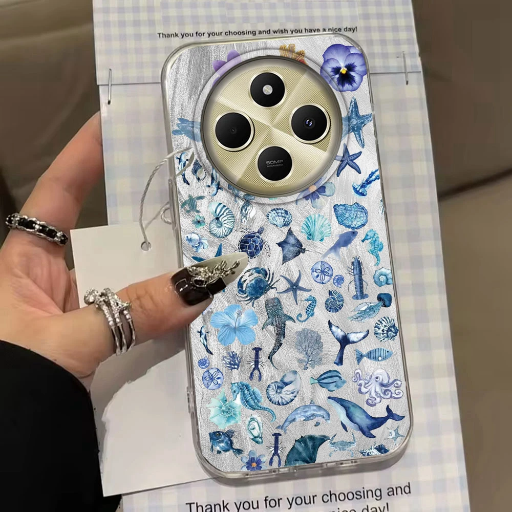 Seestern Tier Blume Herz Handyhülle für Xiaomi Redmi 13C 14C A5 A3 A4 A3X Note 14 13 12 11 10 11S 10S 8 9 Pro 9C 9A 9C Abdeckung