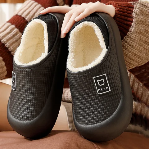 Waterproof Cute Bear Cotton Slippers