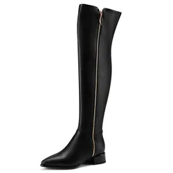 Fashion Casual European American Women's Over Knee Long Boots Pointed Sexy Elegant Genuine Leather Knight Boots Envío Gratis