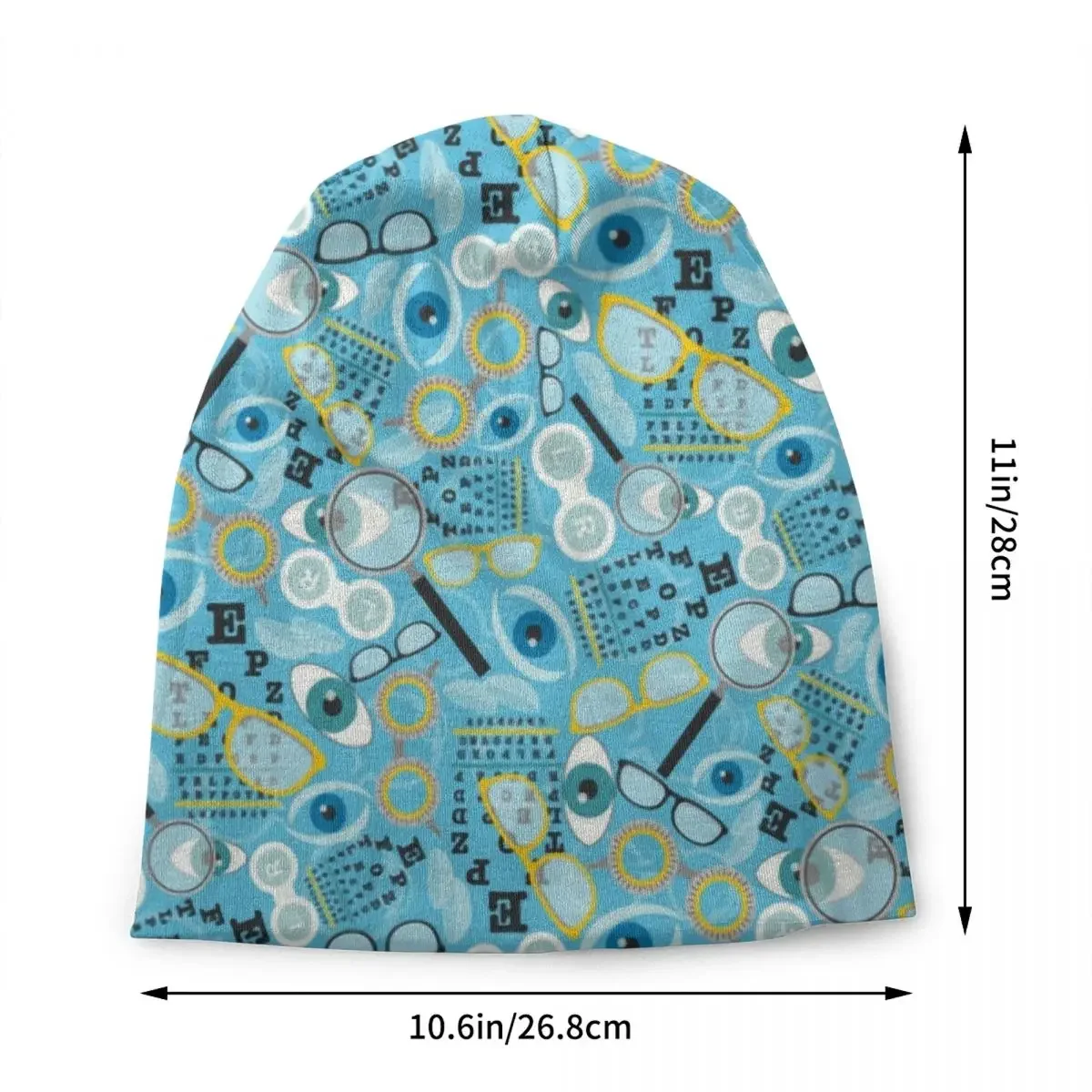 Bonnet unisexe avec lunettes d'optométrie pour hommes et femmes, bonnet à vision claire, chapeaux avec graphique Snellen, bonnets Skullies chauds d'hiver, casquette à la mode