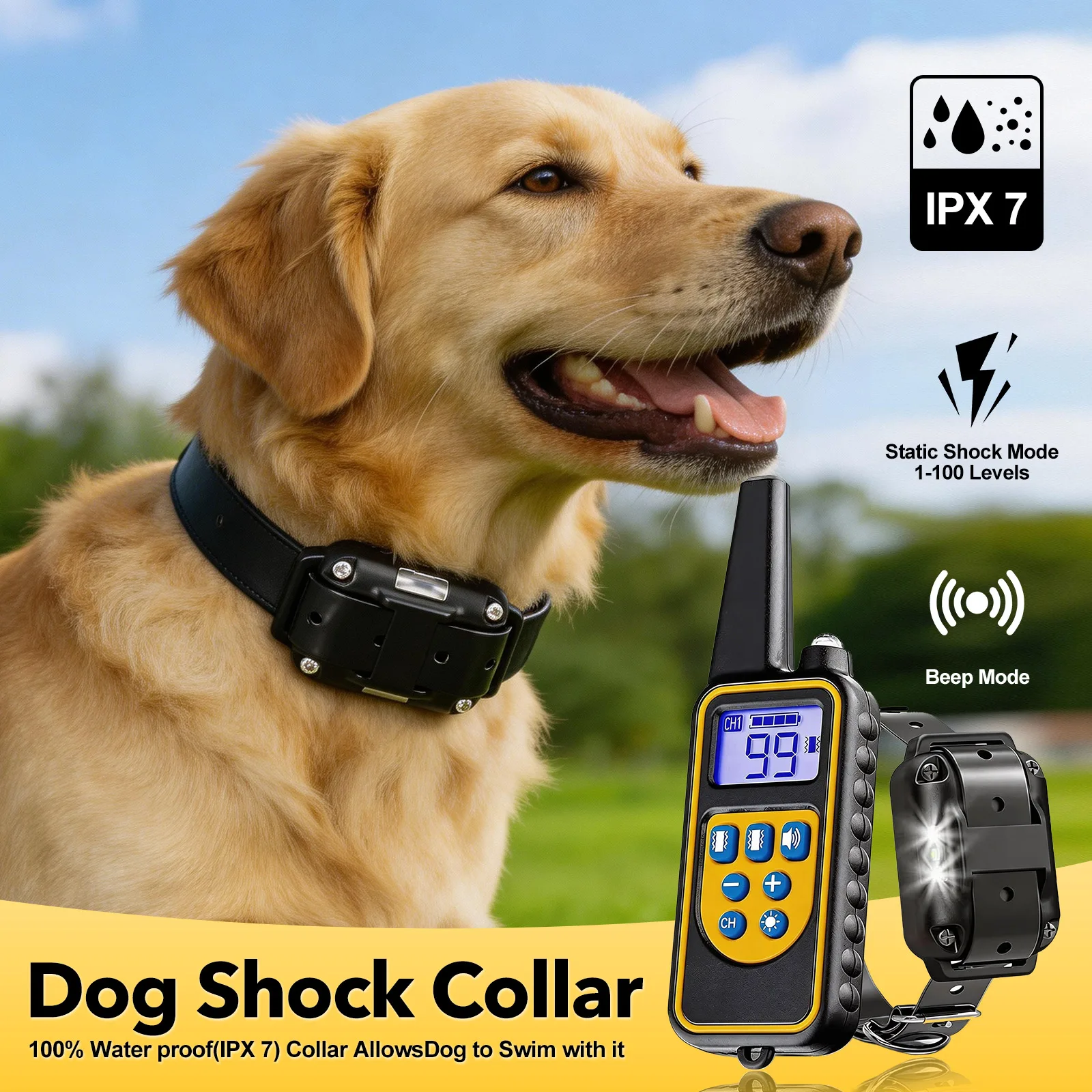 

Электронный ошейник для дрессировки собак HSKJ-0025 с дистанционным управлением, водонепроницаемый, перезаряжаемый, средство для дрессировки питомцев