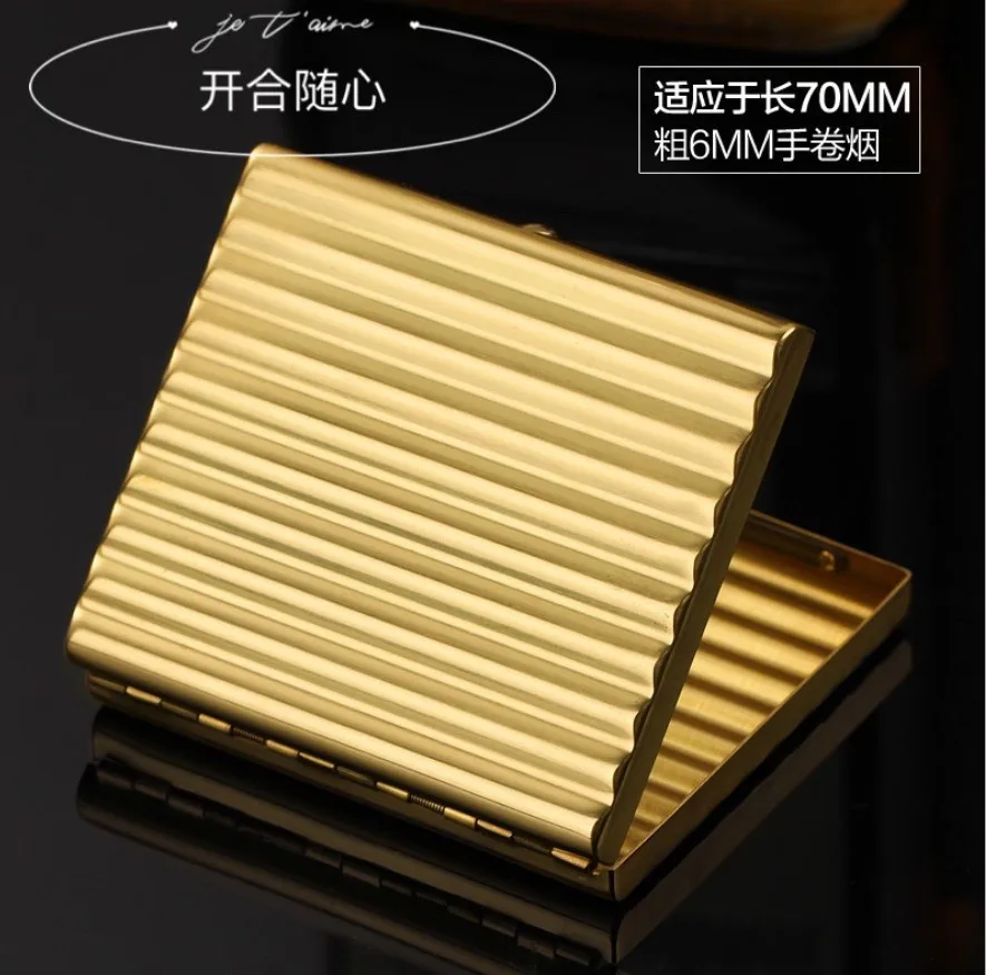 Metal Cigarette Box Case For 20pcs 70mm\'s Rolling Cigarettes dia 6mm Smoke Holder Gold Exquisite Design Gift Portable Men