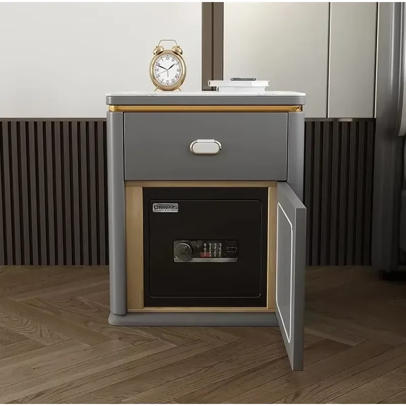 Hanyee 2024 Smart Safe Box Coded Safety Box Multi-functional Smart Bedside Table Wireless Nightstands With Three-color