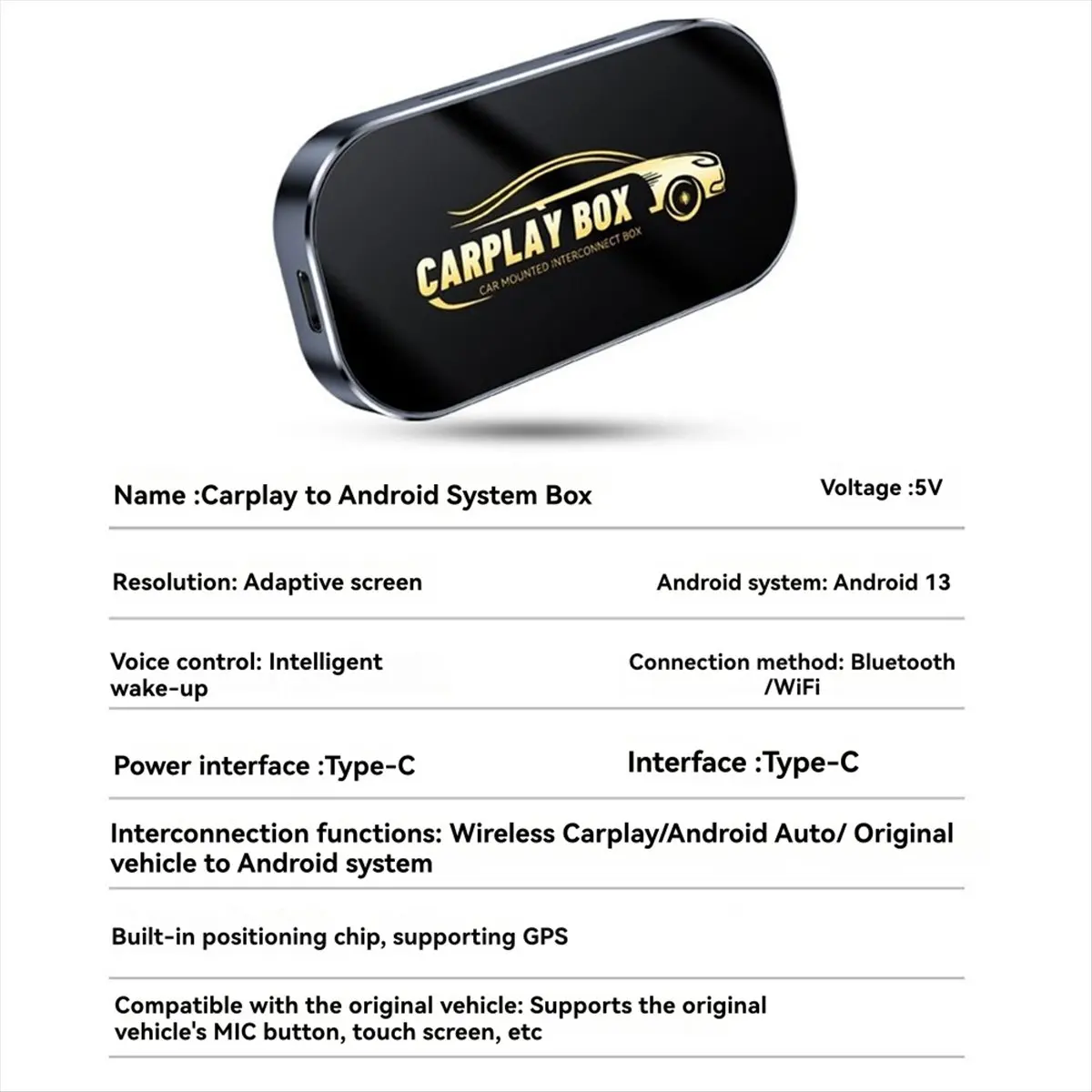 HowAA87 3in1 Carplay Smart AI Box 2+32G Android 13 Wireless Carplay Adapter Android Auto WiFi Bluetooth Carplay Box NO GPS