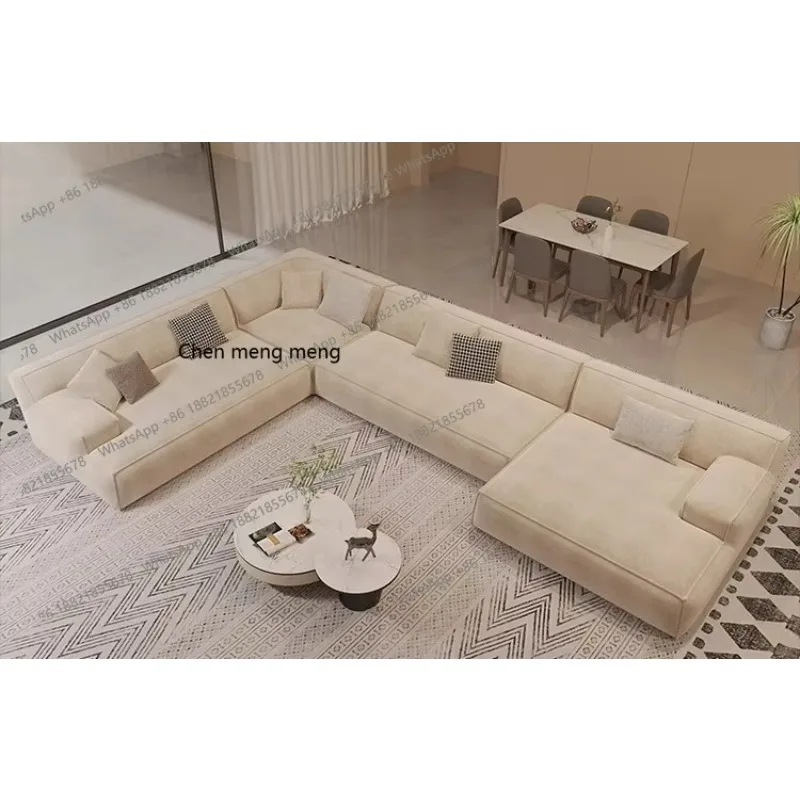 Minimalist, household matte fabric living room simple large flat sofa combination