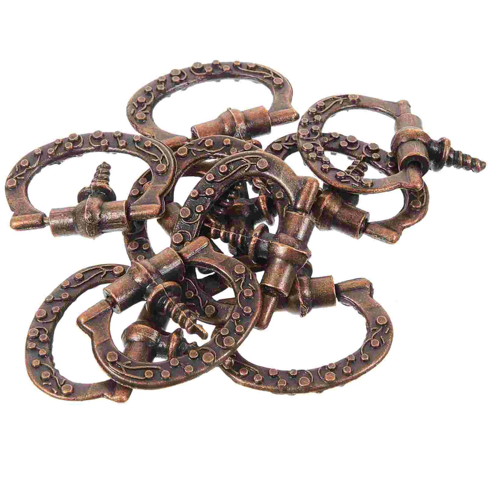 10 шт. мини-резьба самонарезающая ручка из сплава квадратная бронзовая шкатулка для ювелирных изделий выдвижное кольцо декоративные винтажные ручки подарочные коробки