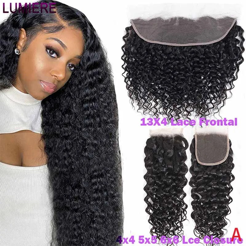 

Накладка для волос Deep Water Wave 13x6 Lace Frontal Only 360 Lace, из бразильских натуральных волос, с HD прозрачной швейцарской кружевной застежкой 4x4 5x5