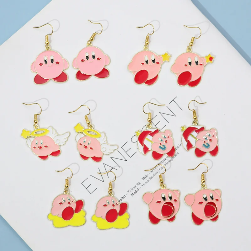 Kirby Cute Anime Earring Women Fashion Alloy Earrings Cartoon Creativity Jewelry Pendant Girl Simpl Hip Hop Ear Hook Accessories