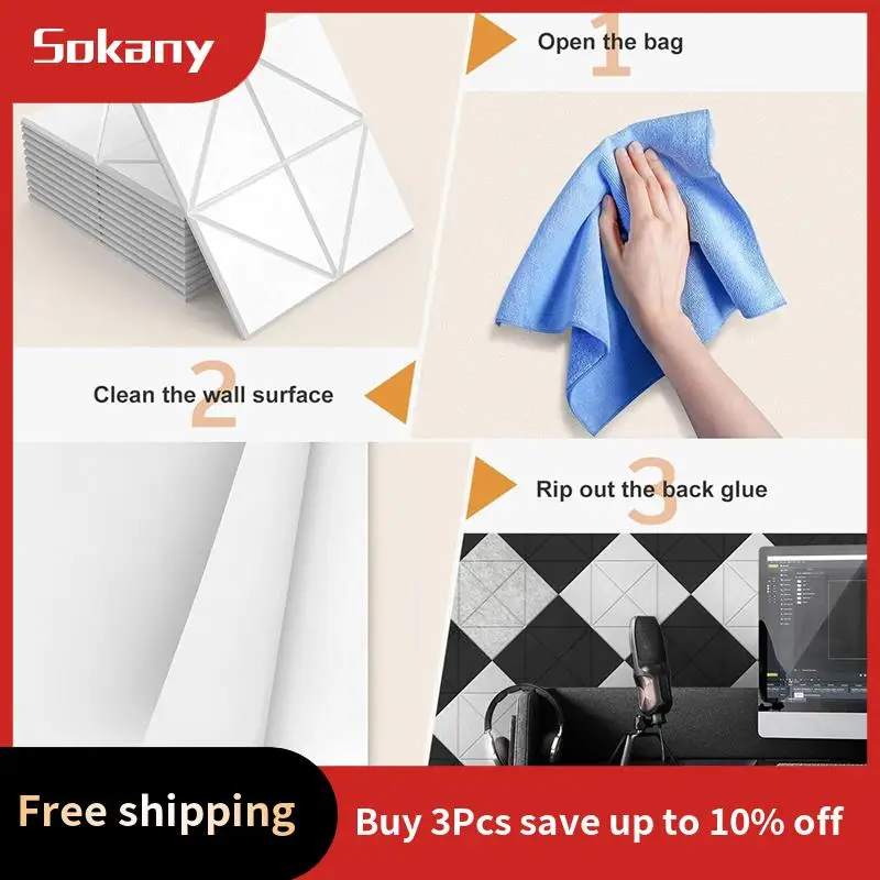 

A59E-12Pcs Self Adhesive Acoustic Panels,12X12X0.4 Inch Soundproof Wall Panels For Home, Recording Studio, Office White Durable