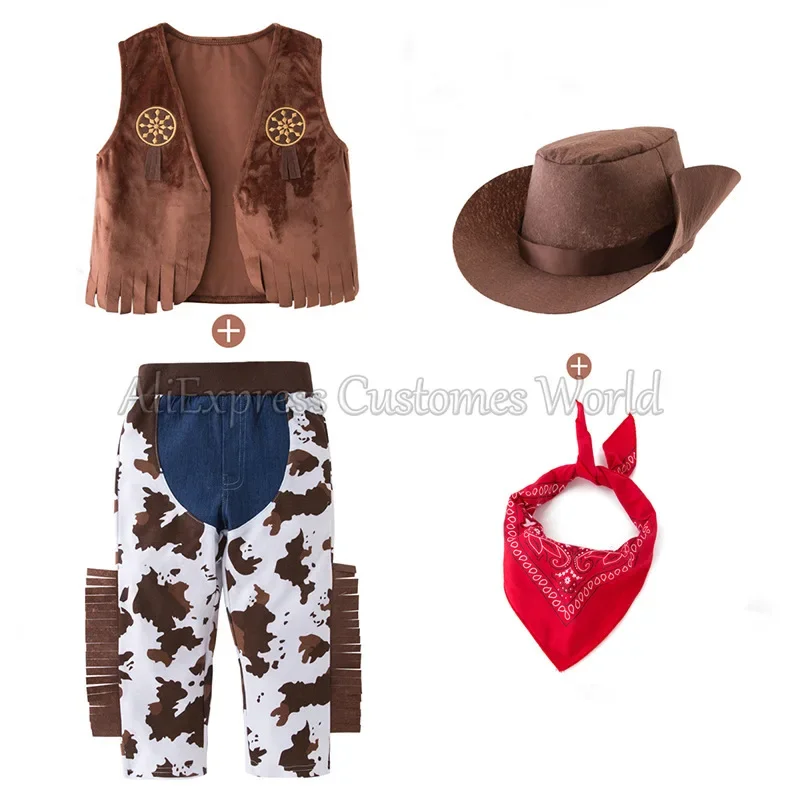 Bambini Cowboy Cowgirl Costumi Cosplay Halloween Per Bambini Ragazzi Gilrs Purim Mucca Cappelli per bambini Gioco di ruolo Costume Regali di fantasia per feste