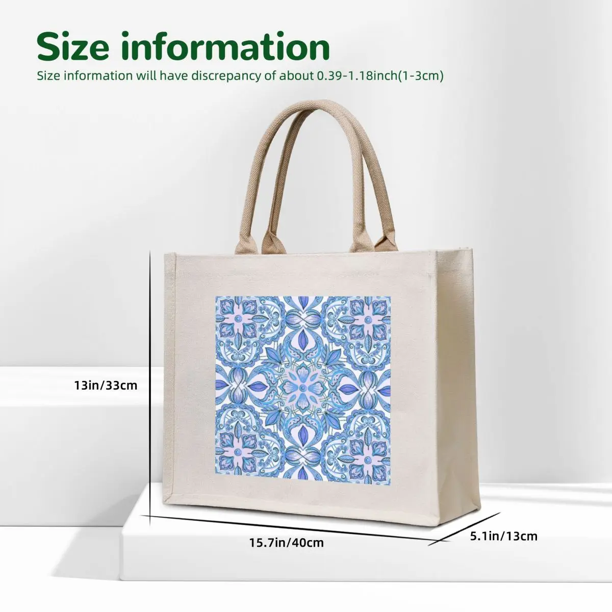 Cornflower Blue, Lilac & White Floral Pattern Tote Bag Gift bag Canvas tote bags cloth bags
