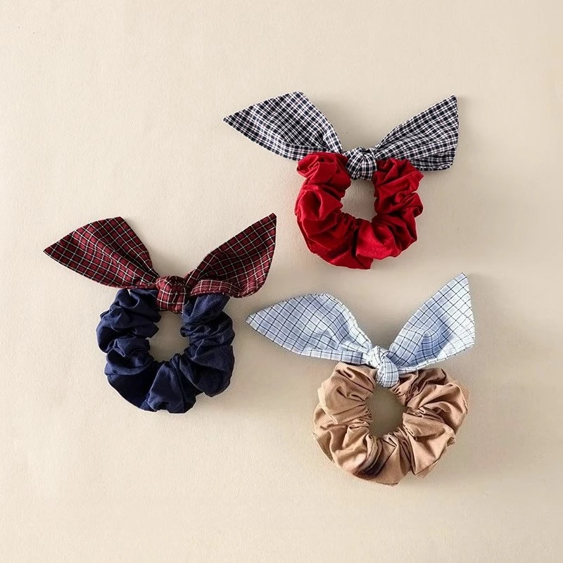 

Plaid Bow Elastic Hair Band Children's Hair Rope Tie Scrunchies Ponytail Holder Rubber Band Kids Headwear Girl Hair Accessories