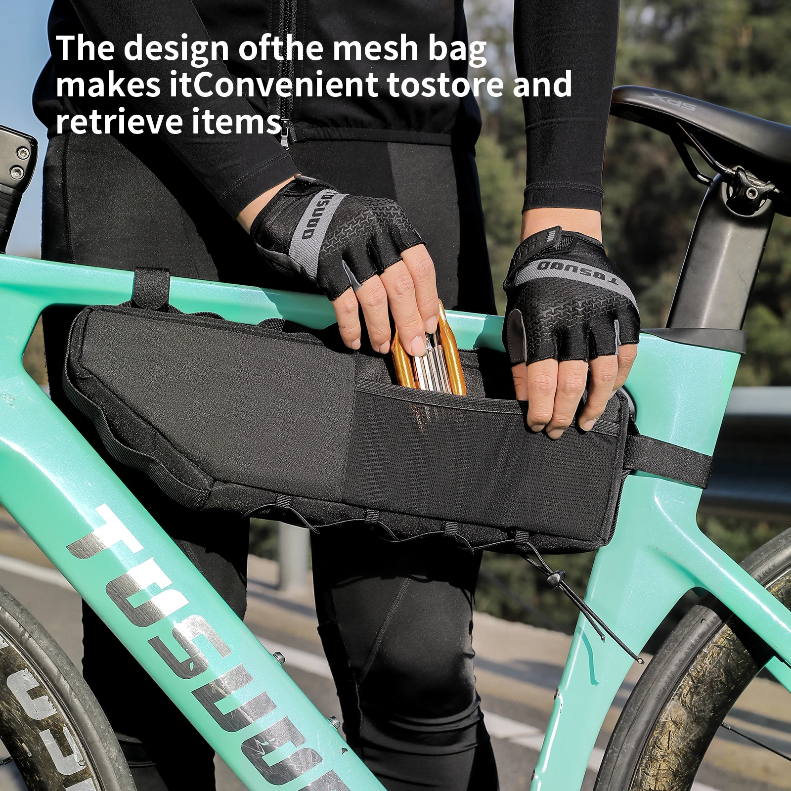 TOSUOD Wasserdichte Fahrrad-Down-Schlauchtasche, große Öffnung, praktische Fahrradtasche für Rennräder und Mountainbikes – Detail 8