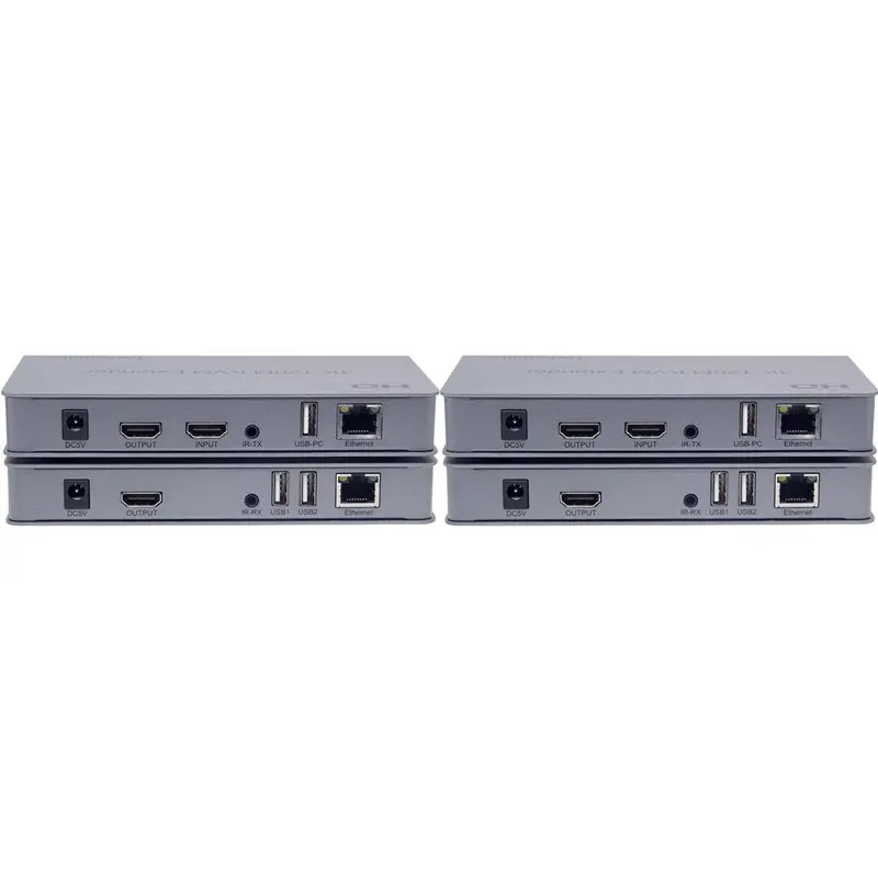2Pcs 120M Extender -Compatible KVM Extender RJ45 4K With USB KVM Audio HD Over Cat6 With Loop Out IR