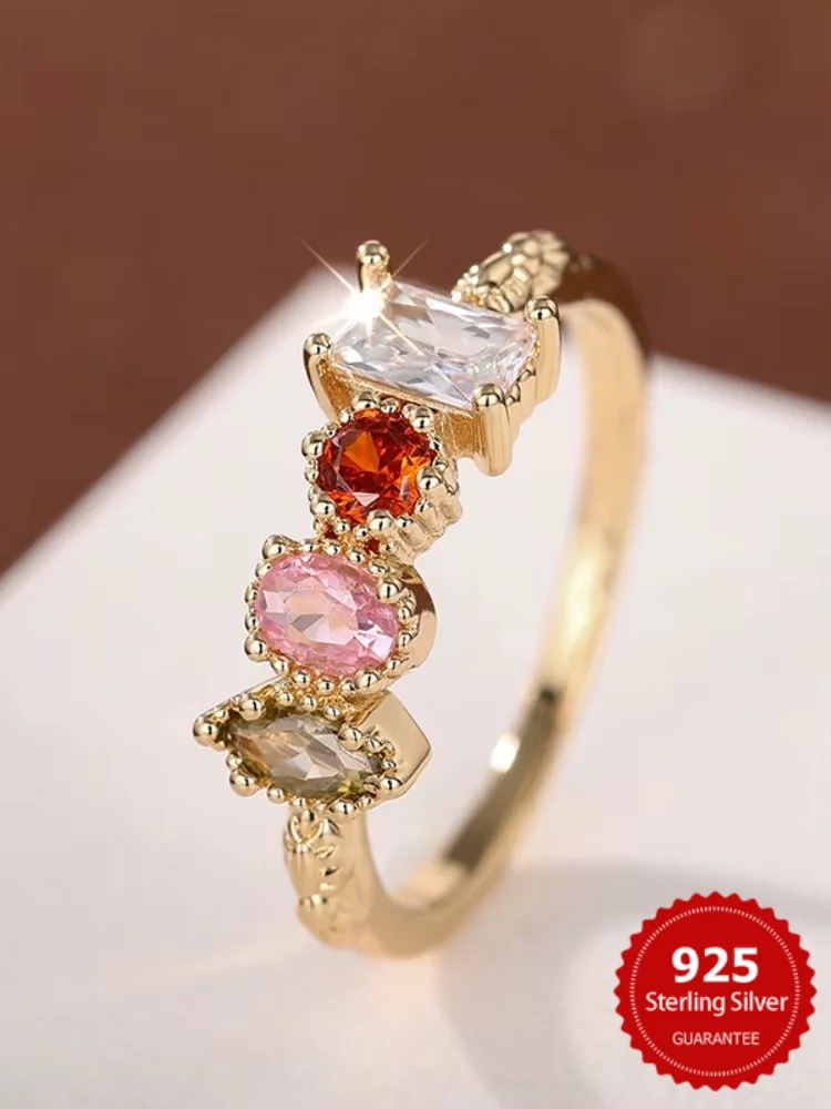 

925 Sterling Silver Simplitry Gorgeous Geometric Zircon Ring For Women Engagement Wedding Luxury High Quality Fine Jewelry