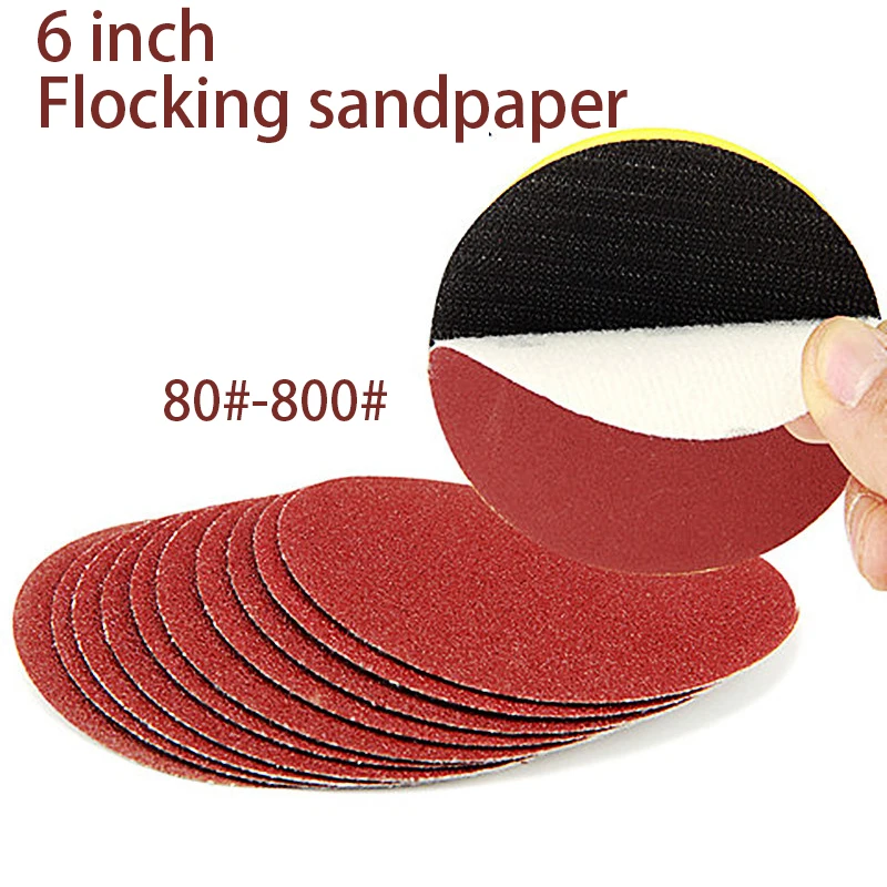

1/5/10pcs 6 Inch 150mm Grit 80-800 Sanding Paper Discs Hook Loop Sandpaper Round Disk Sand Sheet