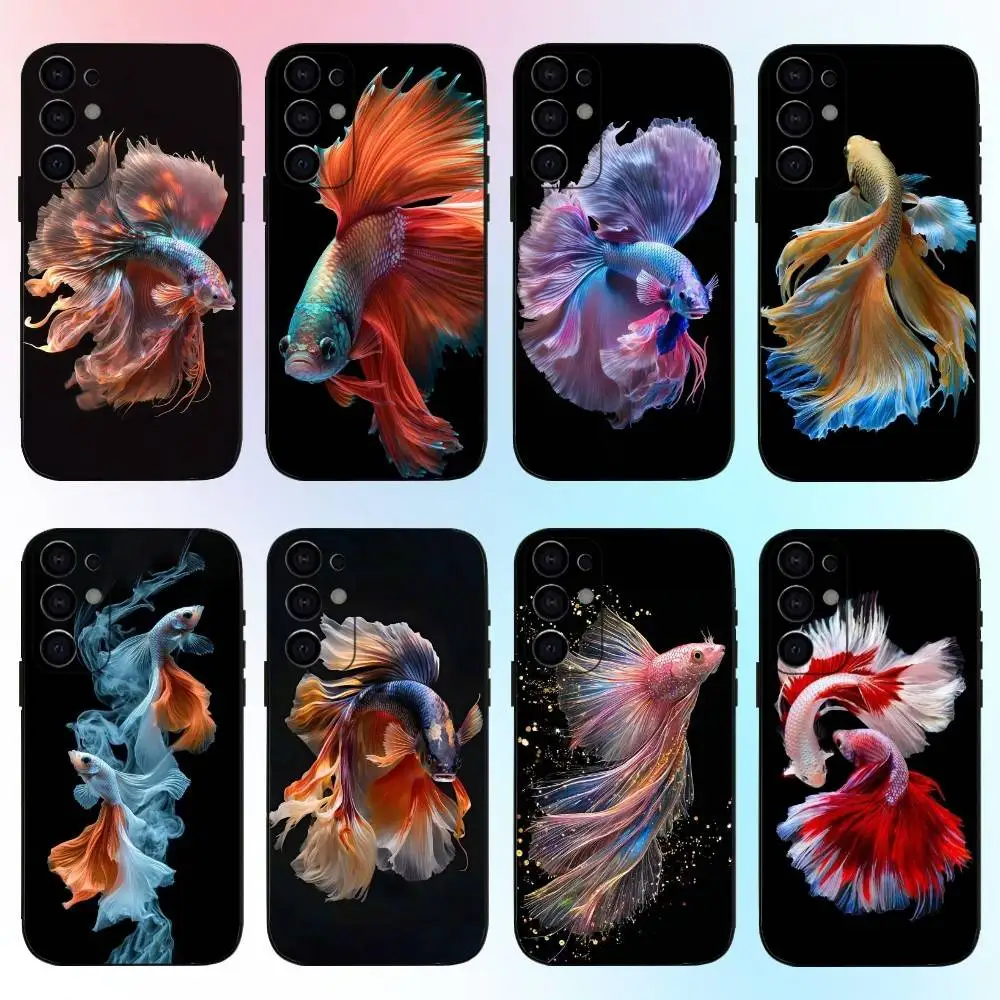 

Betta Siamese fighting fish Phone Case For Samsung S25,S24,S21,S22,S23,S30,Ultra,S20,Plus,Fe,Lite,Note,10,9,5G Black Cover