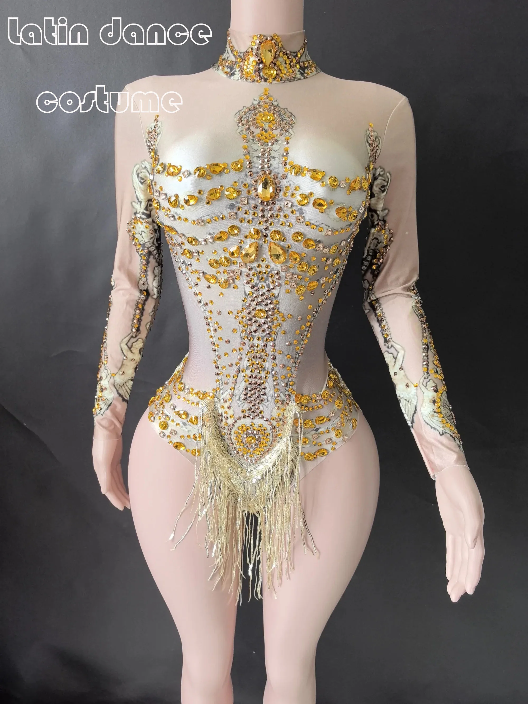 Performance Costumes Bodysuit Sparkling Diamond Latin Dance High-altitude Hanging Rings DancePerformance Clubwear Costume