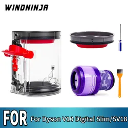 For Dyson V10 Digital Slim SV18 V12 Slim Vacuum Cleaner Accessories Dust Bin HEPA Filter Dust Bin Lid Fixed Dust Cup Part