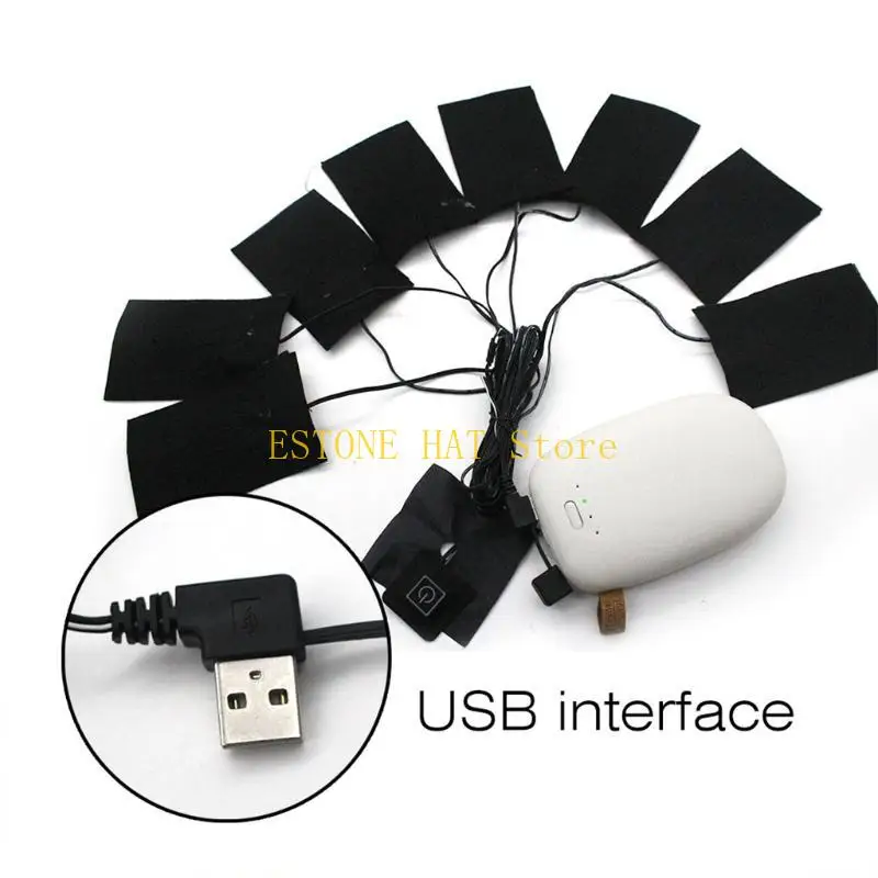 49MF Unisex Fast-Heating Film Lightweight USB Heated Pad Carried for w/ the Battery P