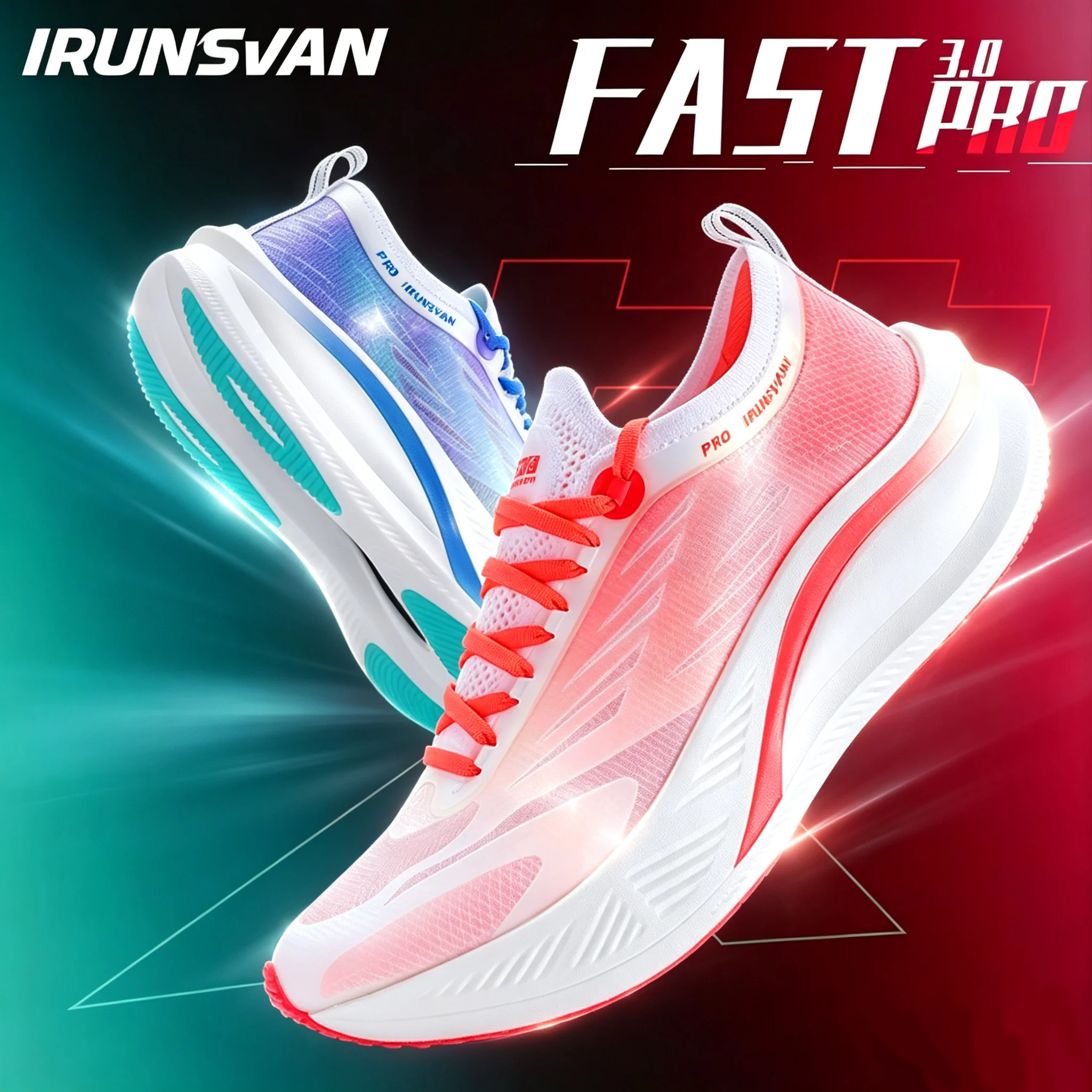 IRUNSVAN Full-Length Carbon Plate Marathon Training Shoes Breathable Slip Resistant Shock Absorbing Unisex 046