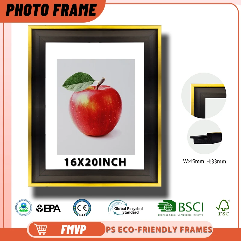 

16x20 Black Gold Photo Frame with White Mat Perfect for Kitchen Decor and Fruit Theme Wall Displays Picture Frame