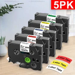 3/5Pcs Compatible Brother tze231 Label Tape 12mm Black on White/Yellow Tape for Brother P touch PTH110 Label Maker Ribbon tz 231
