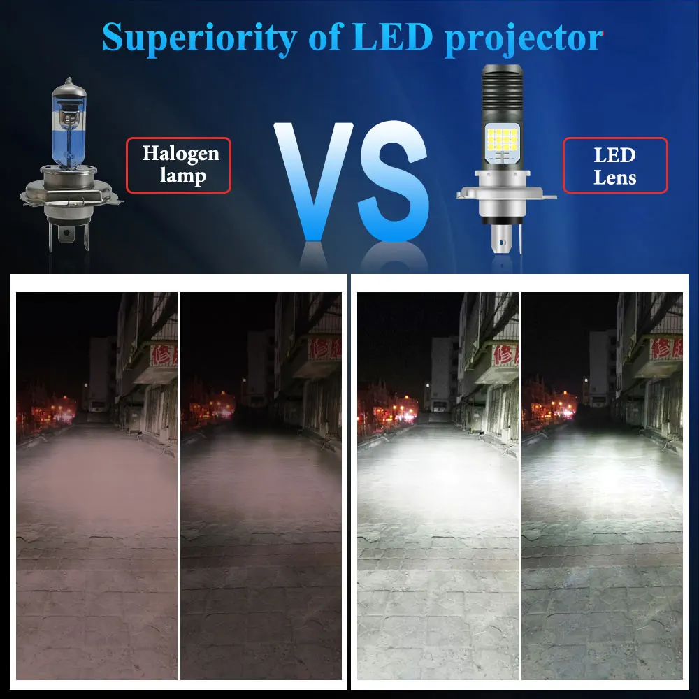 1pc Motorcycle H4 HS1 BA20D P15D Headlight Bulbs 3030 24MSD LED Light Dual Color White Yellow For ATV Moped Bike Plug And Play
