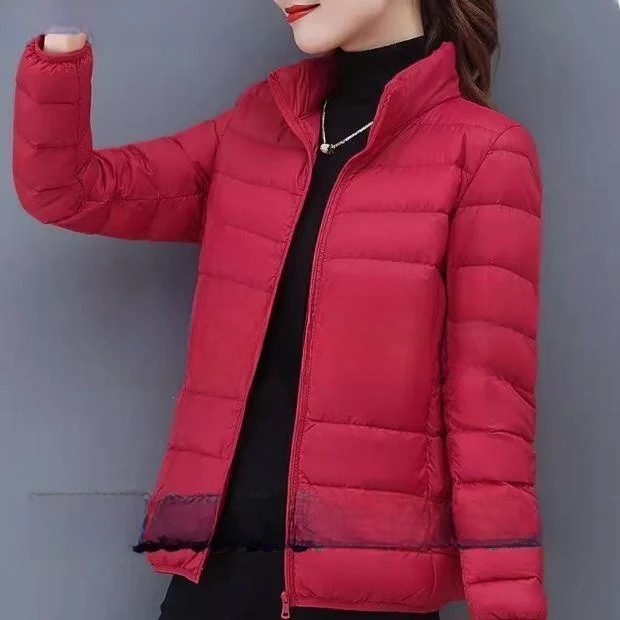 

Зимнее легкое модное пуховое хлопковое тюлевое женское пальто 2025 года, новое легкое теплое пальто для мам больших размеров