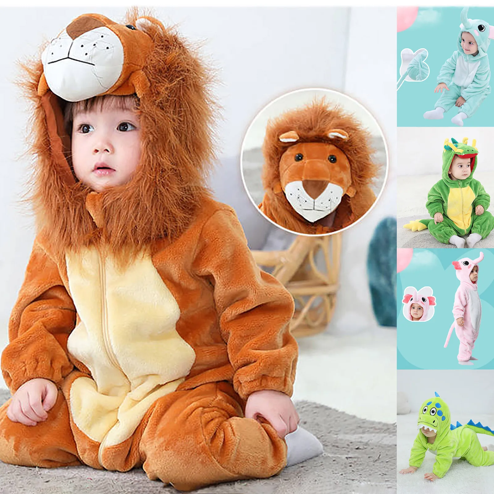 Kids Lion Costume Cute And Fashionable Animal Halloween Carnival Party Furry Cosplay Costumes Child Role Play Jumpsuit Bodysuit