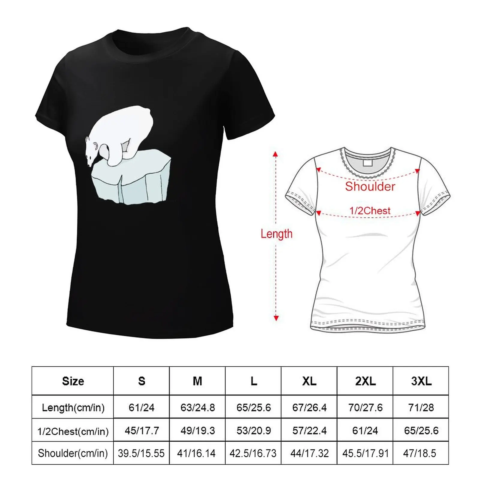 T-shirt de urso polar para mulheres, tops plus size, roupas kawaii, roupas hippie, roupas coreanas