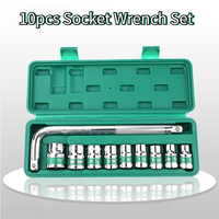 10pcs Socket Wrench Set 1/2inch Drive Deep Impact Socket Set With 250MM Bending Rod Car Repair Tools Carbon Steel Socket 10-24MM