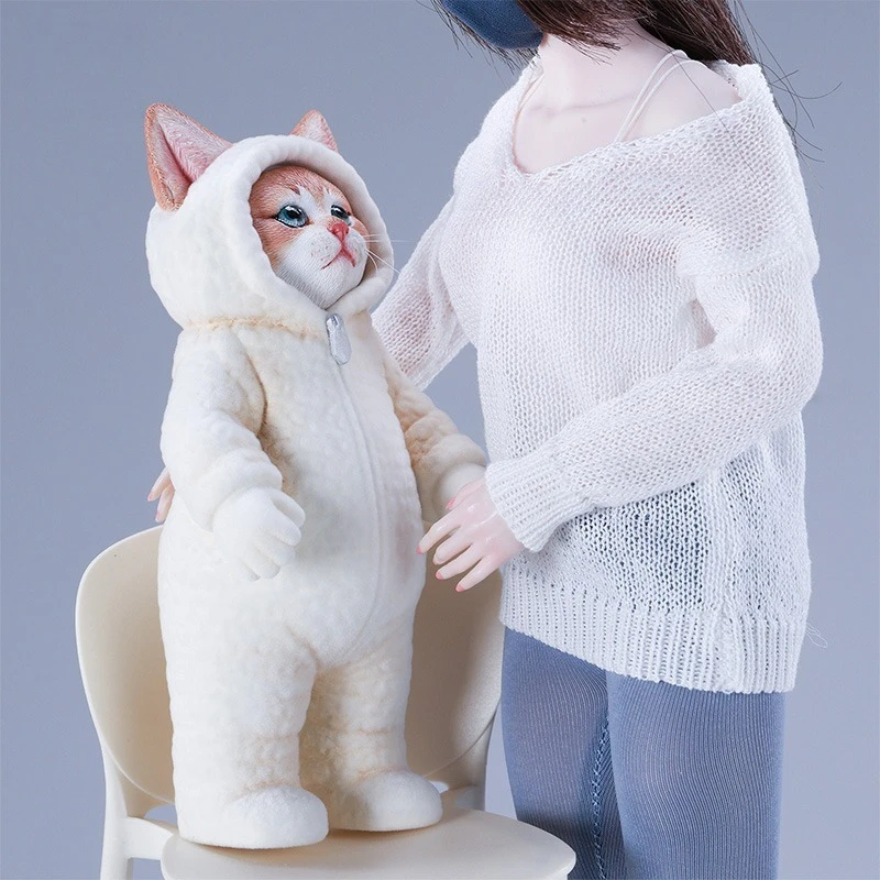 PreSale JXK 1/6 مقياس سترة لطيفة يرتدي القط محاكاة نماذج للحيوانات ل 12 ''لعبة أرقام سطح المكتب حلية لعبة عصرية هدية #2