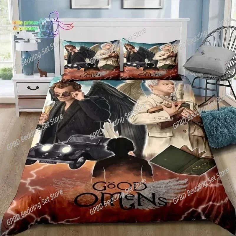 Good Omens Love Bedding Set Single Twin Full Queen King Size Bed Set Adult Kid Bedroom Bedding Gift