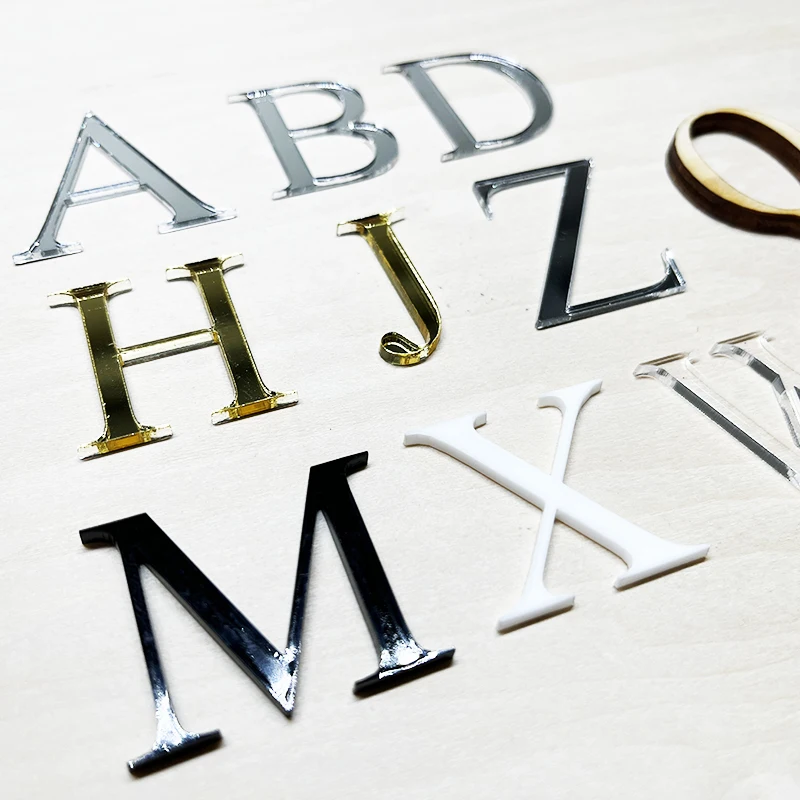 Custom Laser Cut Mirror Gold Acrylic Letters Wood Words Personalized Logo Sign For House Studio Office Decoration