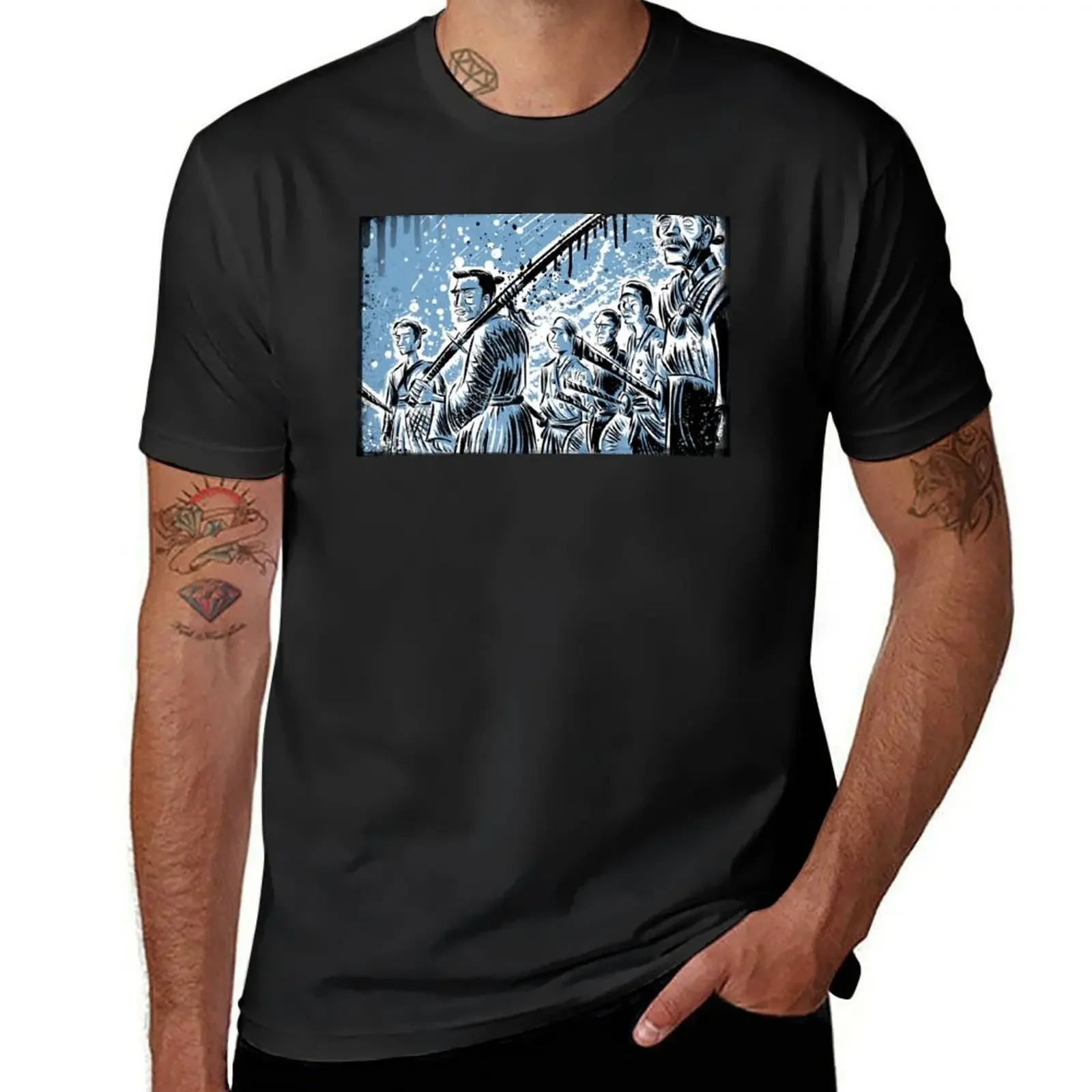 

Seven Samurai Art Akira Kurosawa film movie illustration sword kung fu ninja japan japanese cartoon joe badon men 1954 a T-Shirt