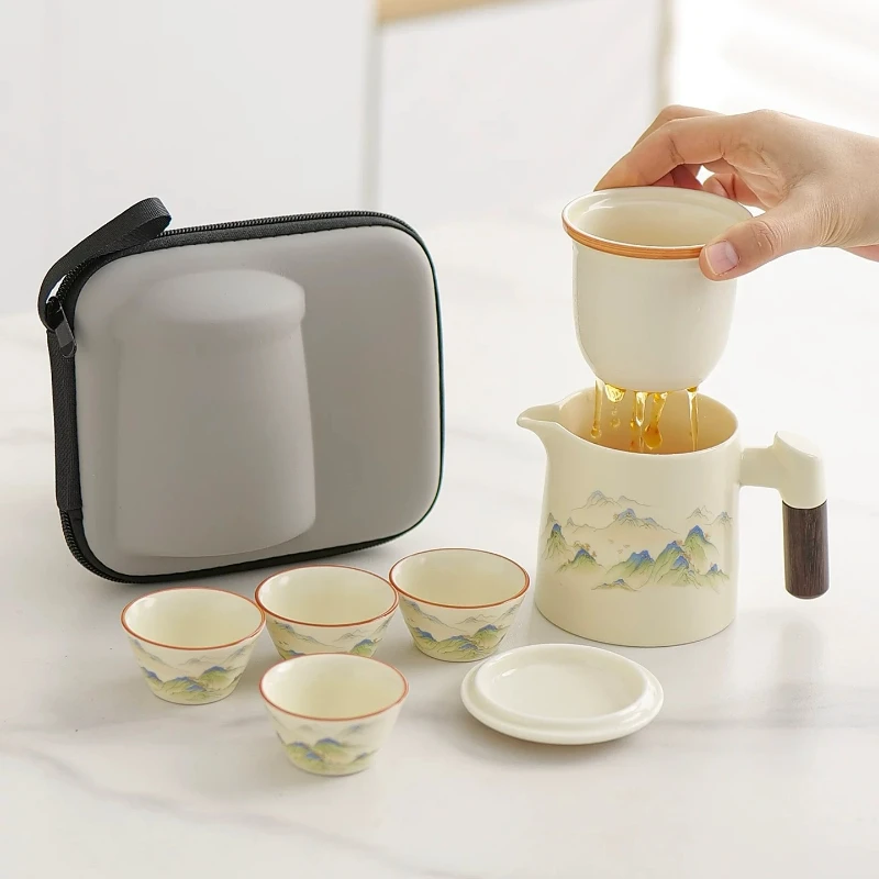 Gongfu Travel Tea Sets Bowl Full Chinese Gaiwan Matcha Tea Pot Sets Bowl Camping Conjunto De Cha Porcelana Coffee Accessories