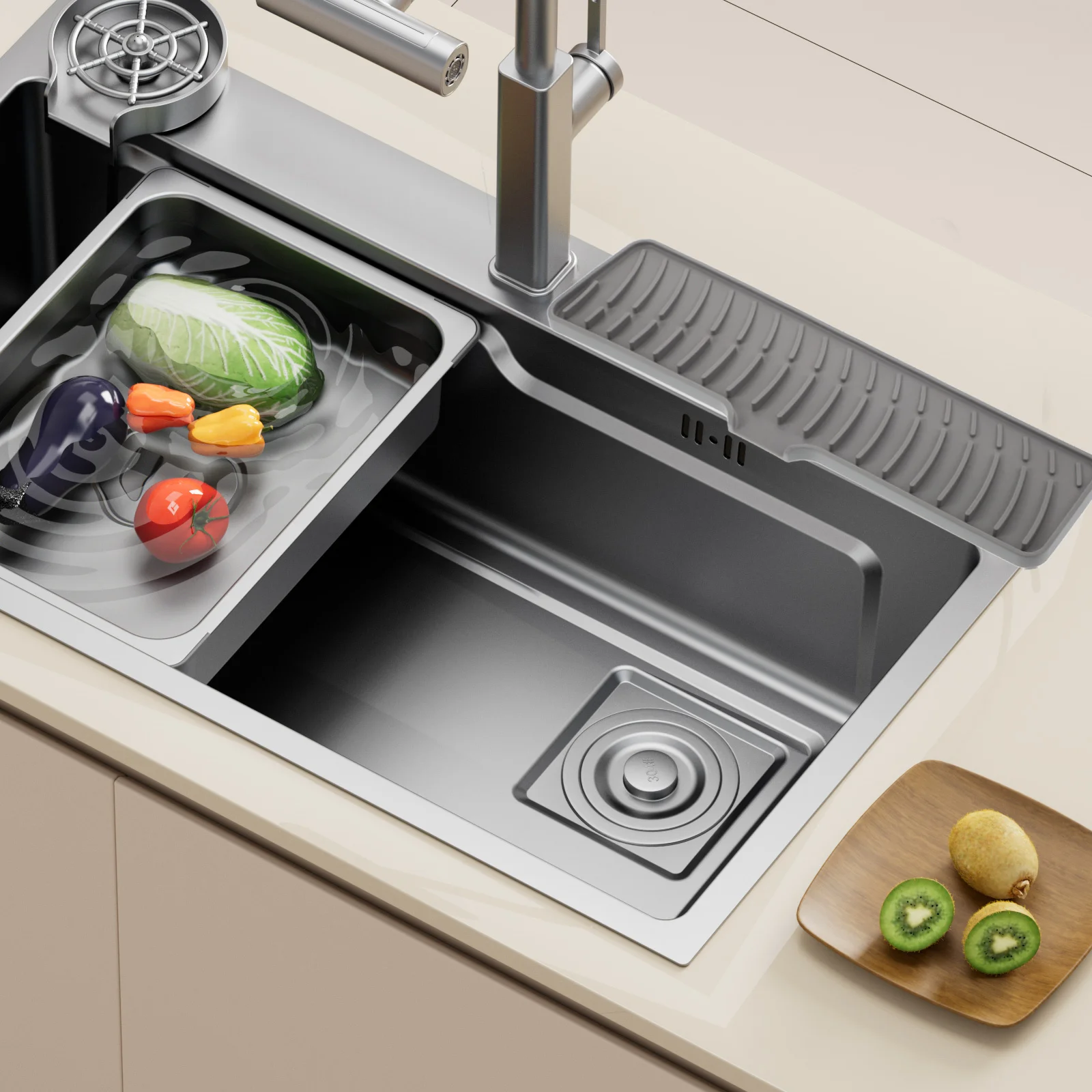 

Silicone Drainage Mat For Kitchen Sink Antislip Drying Pad Long Strip Design Dish Sponge Holder Soap Tray Sink Organizer