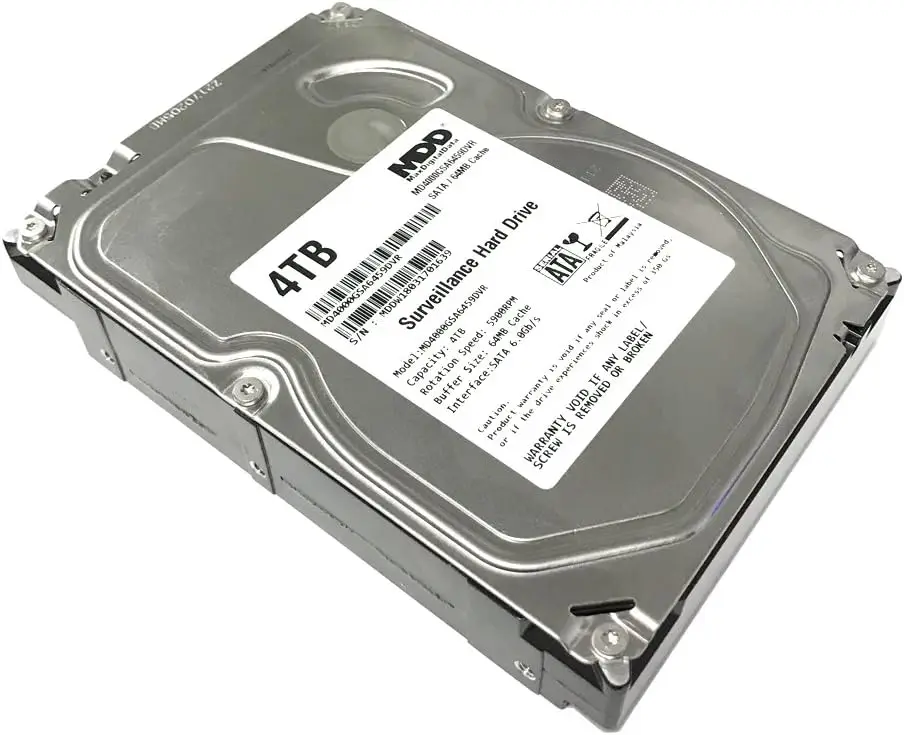 

4TB Surveillance HDD 5900RPM 64MB Cache SATA 6Gb/s 3.5in for DVR/NVR 2-Year Warranty
