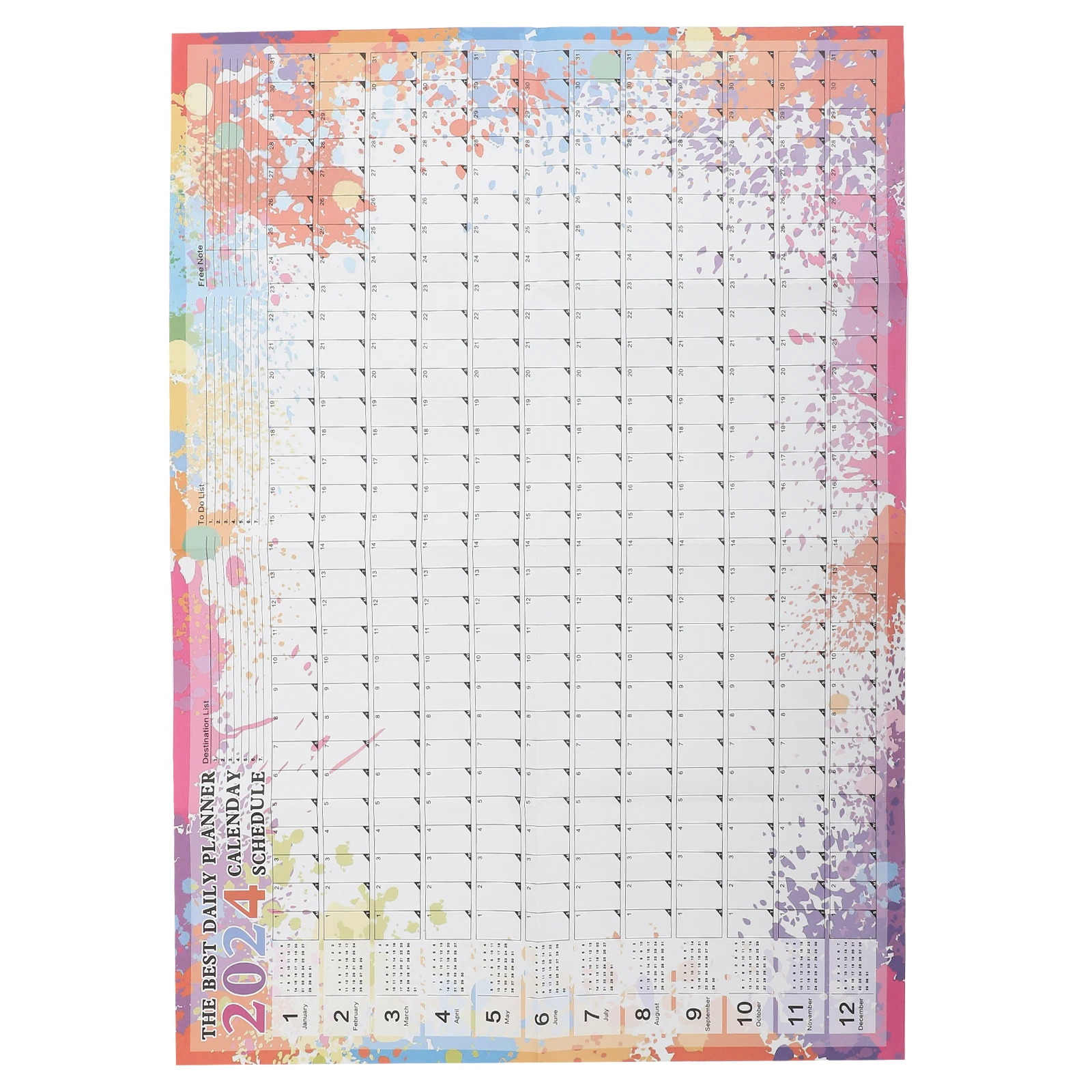 

1 комплект, годовой настенный календарь на 2024 год, креативный планировщик, экономящий пространство, легкая запись, декор для домашнего офиса, настенный календарь