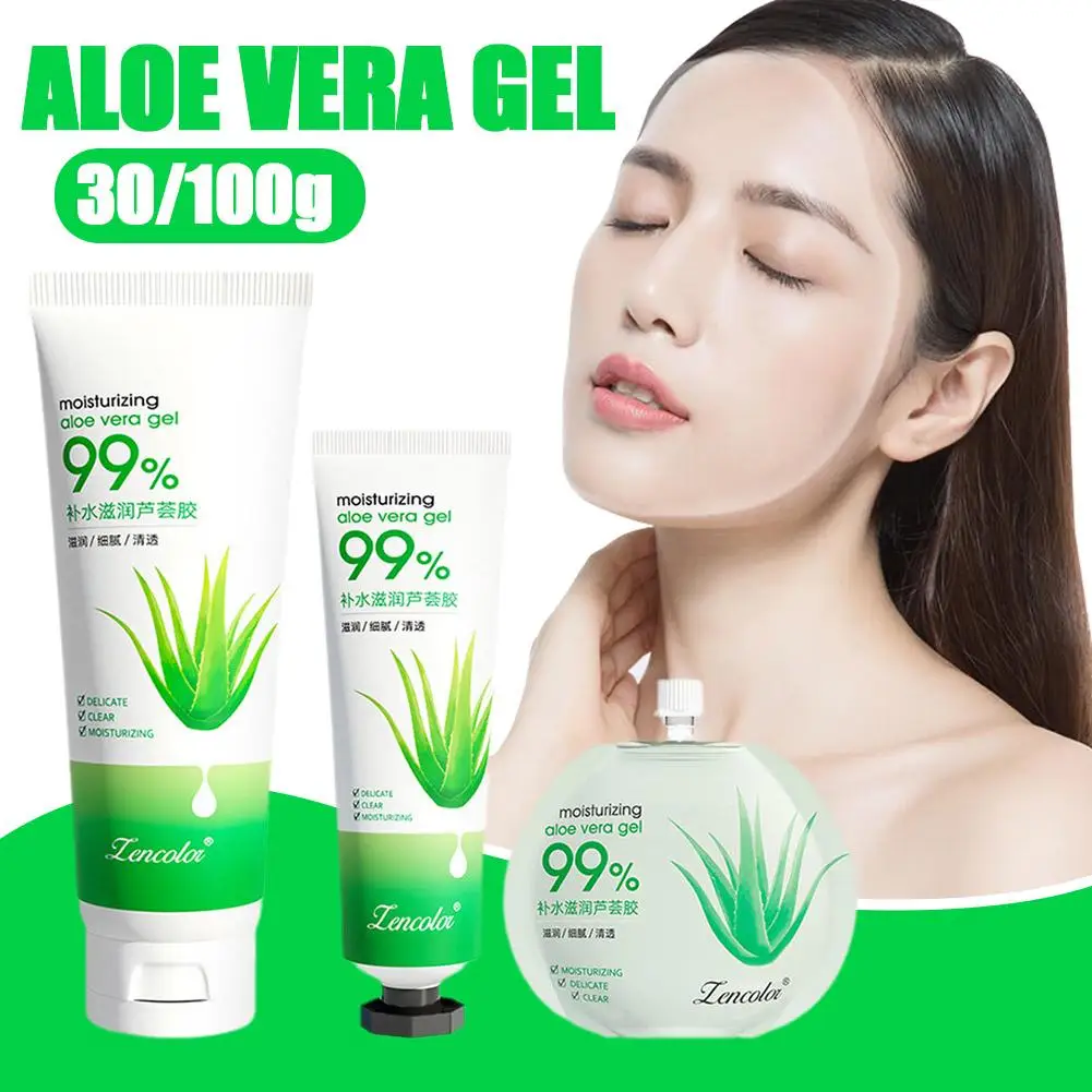 Aloe vera gel, hidratante, planta natural, reparação, essência, remover a acne, aliviar a vermelhidão, pele calmante, 30/100g